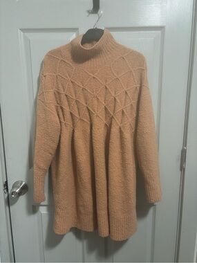 Free People Camel Textured Mock Neck Sweater Dress